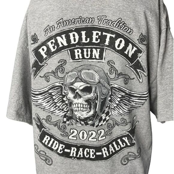 Pendleton Run Skull Short Sleeve Graphic Tee Grey & Black Size Medium - Picture 2 of 4